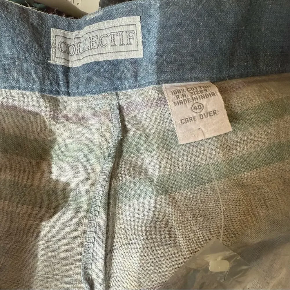 NWT COLLECTIF YOUNKERS 90s deadstock preppy cuffed cotton shorts 40